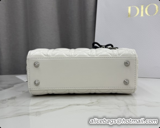 Big Discount Dior Small Lady Bag in Cannage Lambskin with Bow M0538 White/Black 2026