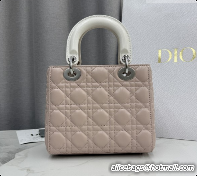 Cheap Price Dior Small Lady Bag in Cannage Lambskin with Bow M0538 Soft Pink/White 2026