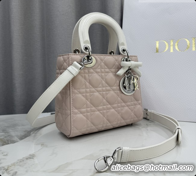 Cheap Price Dior Small Lady Bag in Cannage Lambskin with Bow M0538 Soft Pink/White 2026