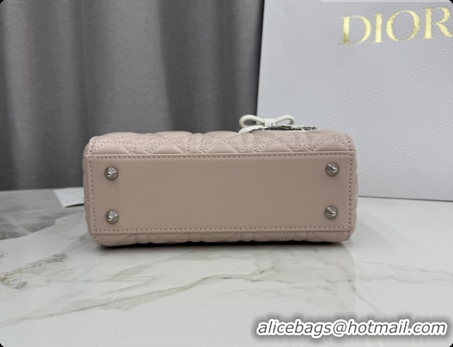 Cheap Price Dior Small Lady Bag in Cannage Lambskin with Bow M0538 Soft Pink/White 2026