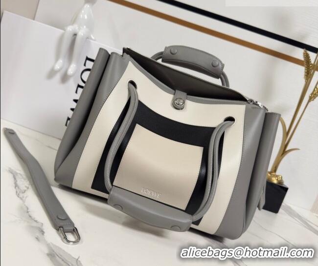 Big Discount Loewe Medium Madrid bag in supple calfskin leather 062451 Grey/White/Black 2026