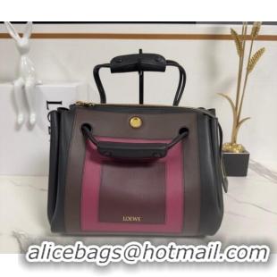 Top Grade Loewe Medium Madrid bag in supple calfskin leather 062451 Black/Brown/Pink 2026