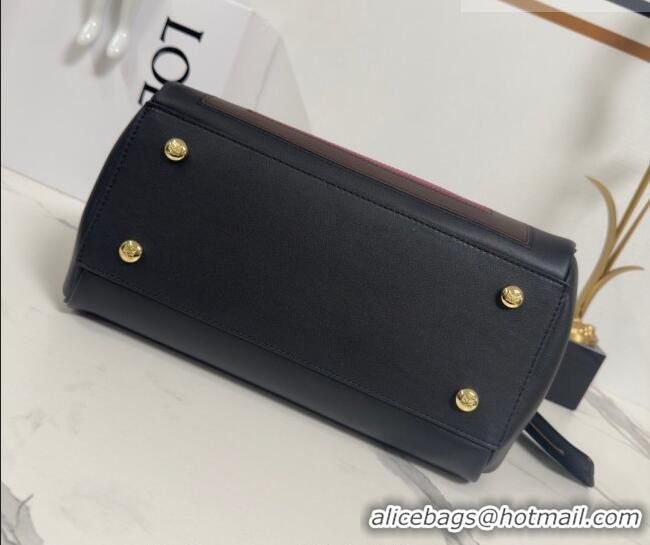 Top Grade Loewe Medium Madrid bag in supple calfskin leather 062451 Black/Brown/Pink 2026