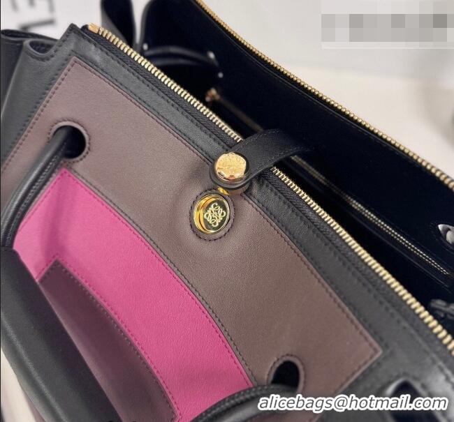 Top Grade Loewe Medium Madrid bag in supple calfskin leather 062451 Black/Brown/Pink 2026