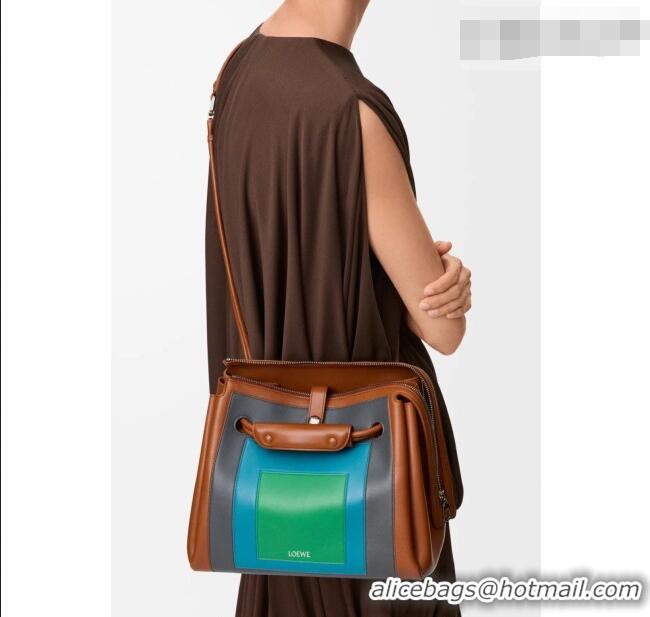 Shop Grade Loewe Medium Madrid bag in supple calfskin leather 062451 Caramel/Bright Green 2026