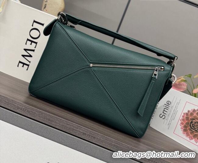 Spot Bulk Loewe Large Puzzle Edge bag in soft grained calfskin 052446 Dark Green 2026