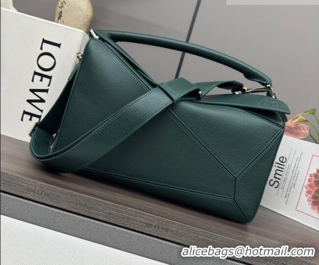 Spot Bulk Loewe Large Puzzle Edge bag in soft grained calfskin 052446 Dark Green 2026