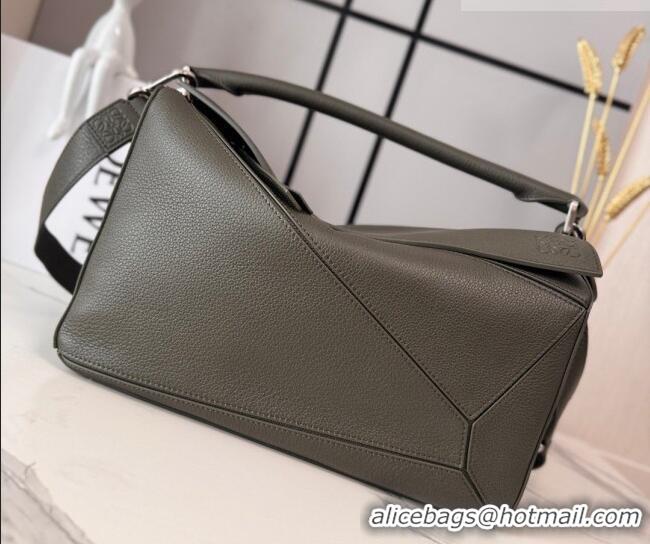 Spot Discount Loewe Large Puzzle Edge bag in soft grained calfskin 052446 Dark Olive 2026