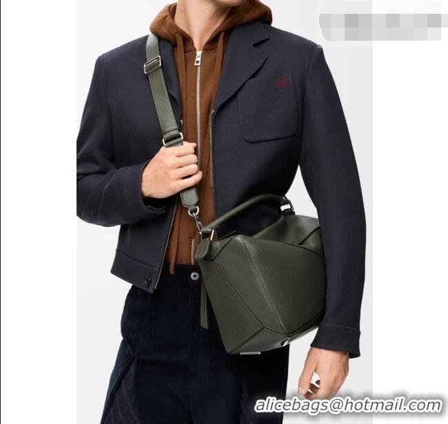 Spot Discount Loewe Large Puzzle Edge bag in soft grained calfskin 052446 Dark Olive 2026