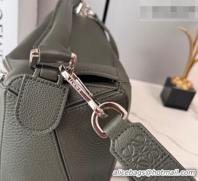 Spot Discount Loewe Large Puzzle Edge bag in soft grained calfskin 052446 Dark Olive 2026