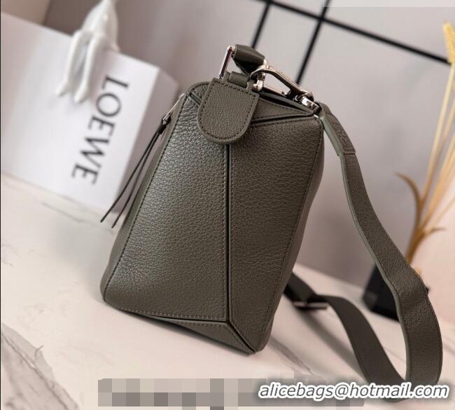 Spot Discount Loewe Large Puzzle Edge bag in soft grained calfskin 052446 Dark Olive 2026