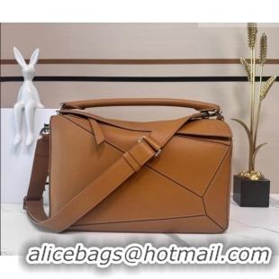 New Cheap Loewe Large Puzzle Edge bag in soft grained calfskin 052446 Canyon Brown 2026