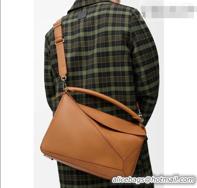 New Cheap Loewe Large Puzzle Edge bag in soft grained calfskin 052446 Canyon Brown 2026