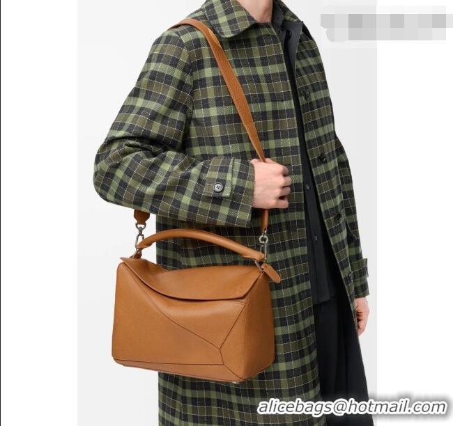 New Cheap Loewe Large Puzzle Edge bag in soft grained calfskin 052446 Canyon Brown 2026