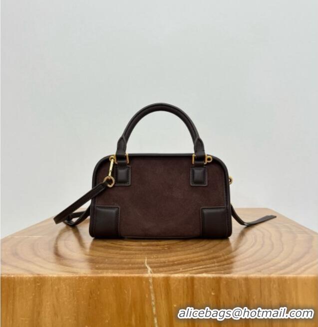 Best Price Loewe Mini Amazona 180 Bag in Suede 81001 Dark Chestnut Brown 2026