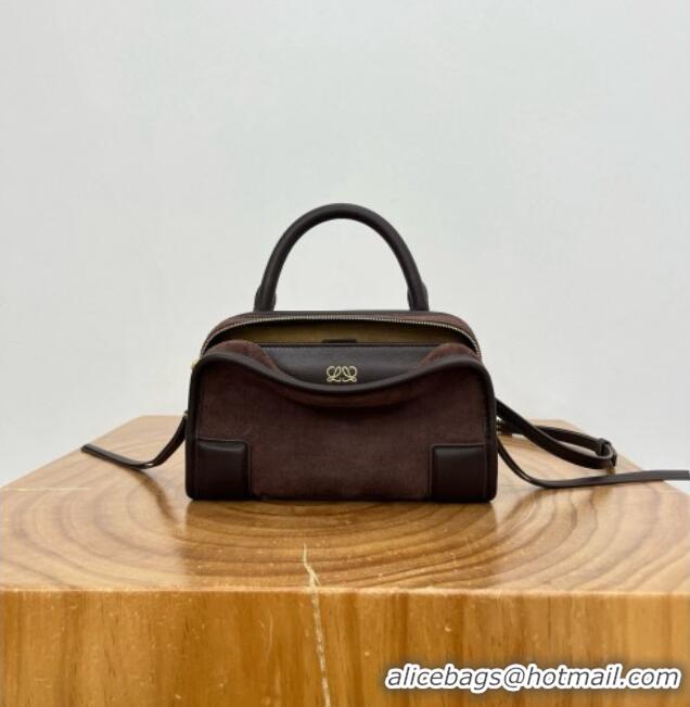 Best Price Loewe Mini Amazona 180 Bag in Suede 81001 Dark Chestnut Brown 2026