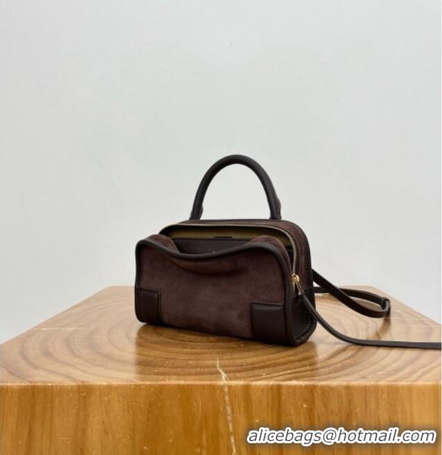 Best Price Loewe Mini Amazona 180 Bag in Suede 81001 Dark Chestnut Brown 2026