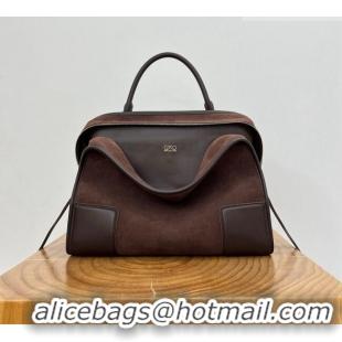 Promotional Loewe Large Amazona 180 Bag in Suede 81004 Dark Chestnut Brown 2026