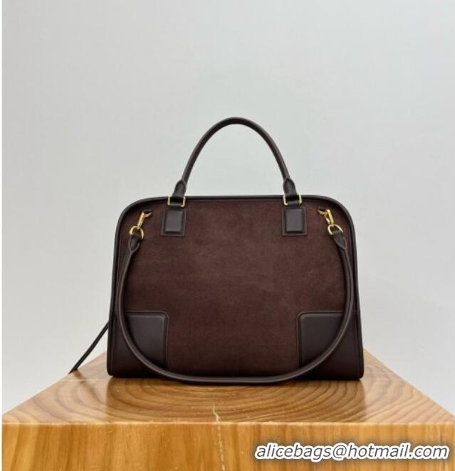 Promotional Loewe Large Amazona 180 Bag in Suede 81004 Dark Chestnut Brown 2026