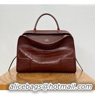 Grade Cheap Loewe Large Amazona 180 Bag in Crocodile Pattern Calfskin 81005 Reddish Brown 2026