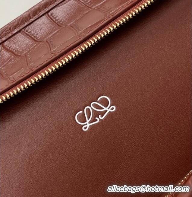 Grade Cheap Loewe Large Amazona 180 Bag in Crocodile Pattern Calfskin 81005 Reddish Brown 2026
