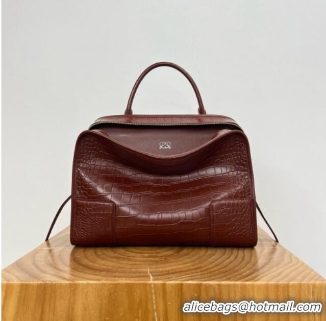 Grade Cheap Loewe Large Amazona 180 Bag in Crocodile Pattern Calfskin 81005 Reddish Brown 2026