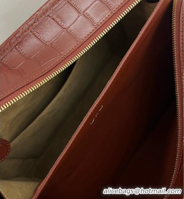 Grade Cheap Loewe Large Amazona 180 Bag in Crocodile Pattern Calfskin 81005 Reddish Brown 2026