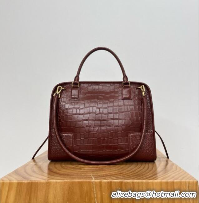 Grade Cheap Loewe Large Amazona 180 Bag in Crocodile Pattern Calfskin 81005 Reddish Brown 2026