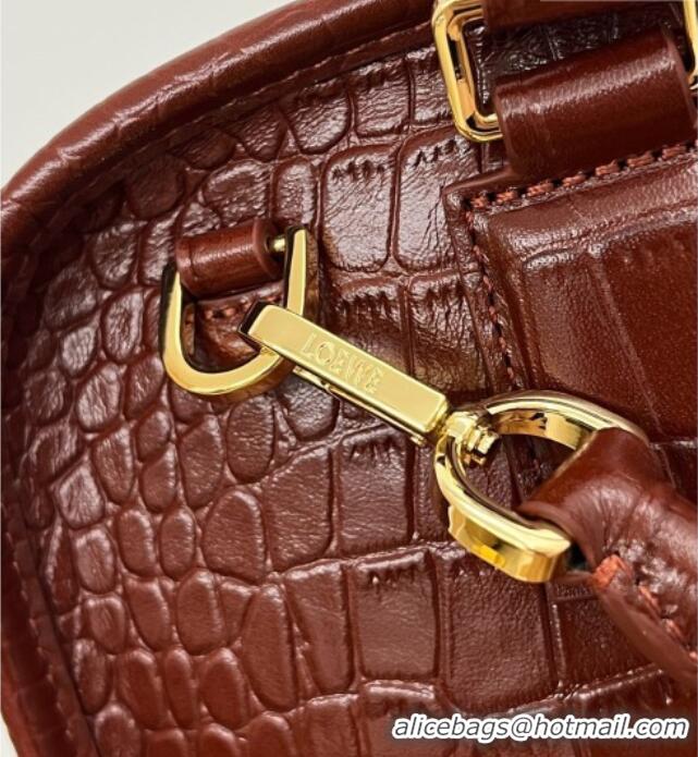 Grade Cheap Loewe Large Amazona 180 Bag in Crocodile Pattern Calfskin 81005 Reddish Brown 2026