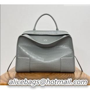 Free Shipping Loewe Large Amazona 180 Bag in Crocodile Pattern Calfskin 81005 Grey 2026