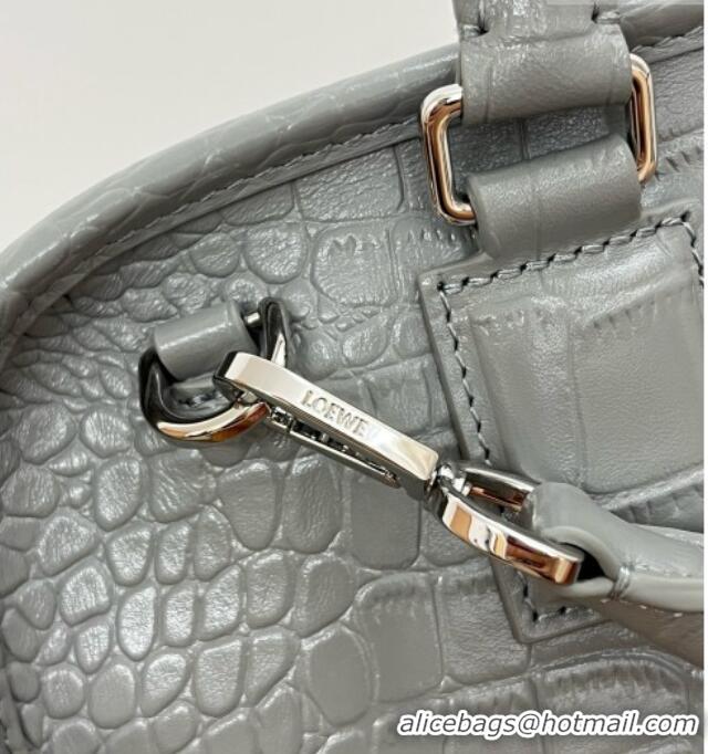 Free Shipping Loewe Large Amazona 180 Bag in Crocodile Pattern Calfskin 81005 Grey 2026