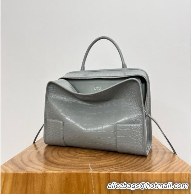 Free Shipping Loewe Large Amazona 180 Bag in Crocodile Pattern Calfskin 81005 Grey 2026