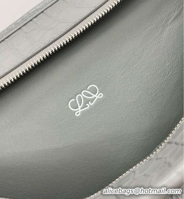 Free Shipping Loewe Large Amazona 180 Bag in Crocodile Pattern Calfskin 81005 Grey 2026