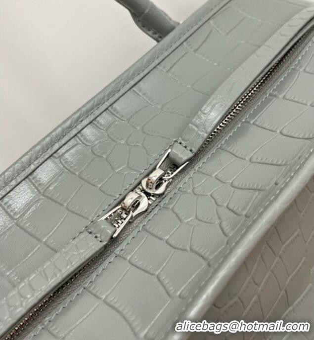 Free Shipping Loewe Large Amazona 180 Bag in Crocodile Pattern Calfskin 81005 Grey 2026