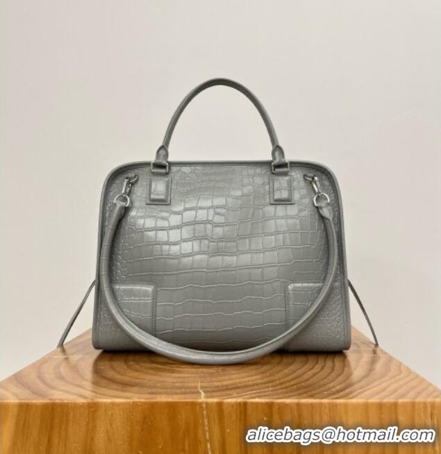Free Shipping Loewe Large Amazona 180 Bag in Crocodile Pattern Calfskin 81005 Grey 2026
