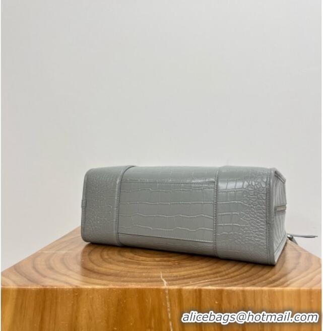Free Shipping Loewe Large Amazona 180 Bag in Crocodile Pattern Calfskin 81005 Grey 2026
