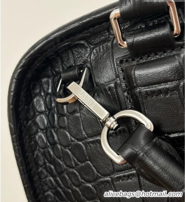 High Quality Loewe Large Amazona 180 Bag in Crocodile Pattern Calfskin 81005 Black 2026