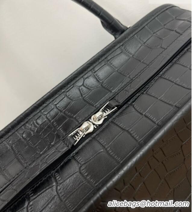 High Quality Loewe Large Amazona 180 Bag in Crocodile Pattern Calfskin 81005 Black 2026