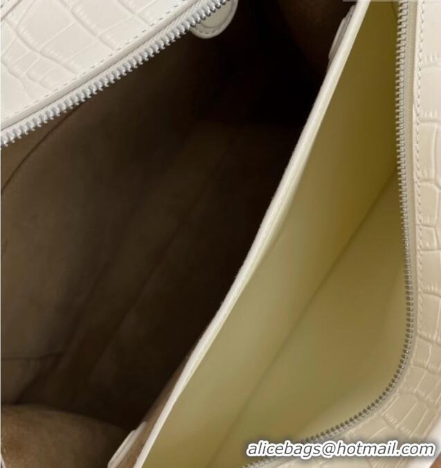 Luxury Cheap Loewe Large Amazona 180 Bag in Crocodile Pattern Calfskin 81005 White 2026