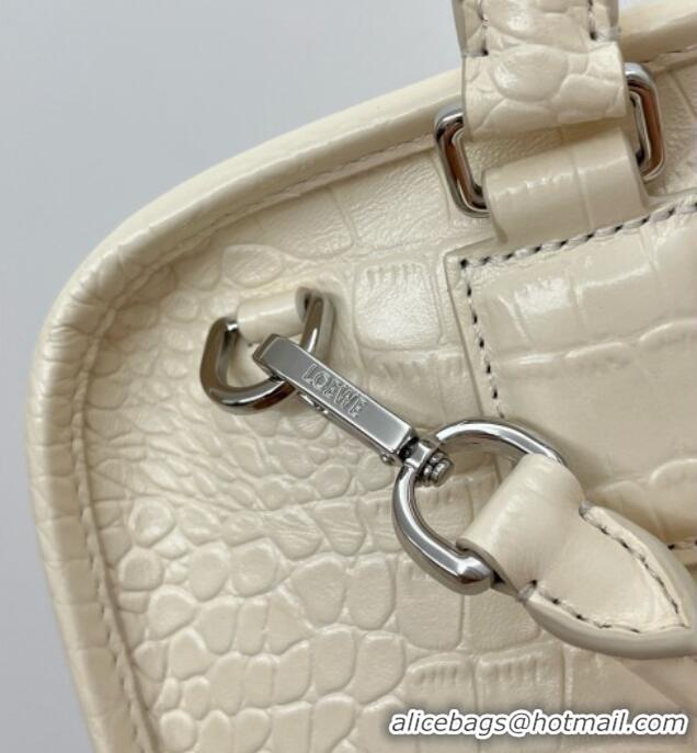 Luxury Cheap Loewe Large Amazona 180 Bag in Crocodile Pattern Calfskin 81005 White 2026