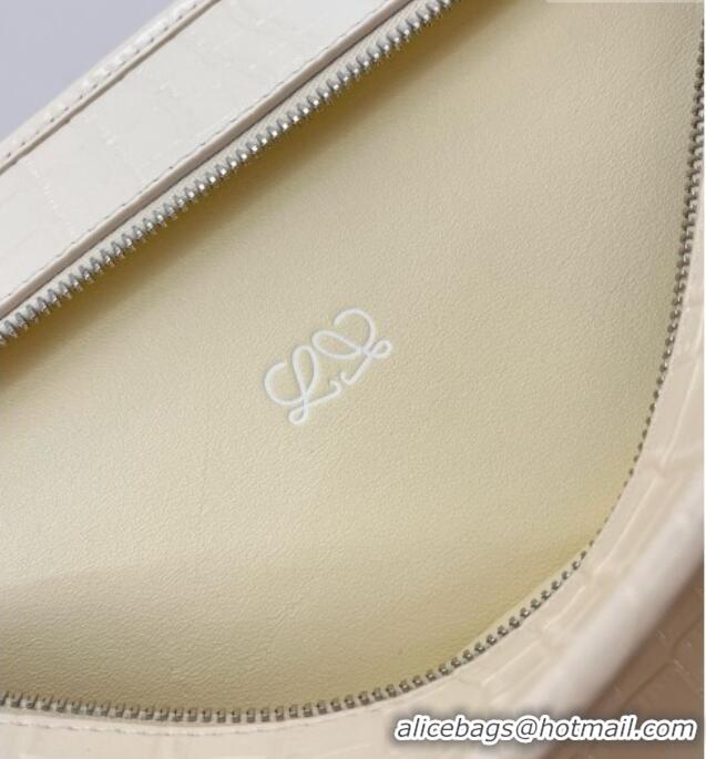 Luxury Cheap Loewe Large Amazona 180 Bag in Crocodile Pattern Calfskin 81005 White 2026