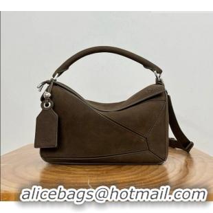 Shop Grade Loewe Small Featherlight Puzzle Bag in grained Nubuck 81032 Tundra Green 2026