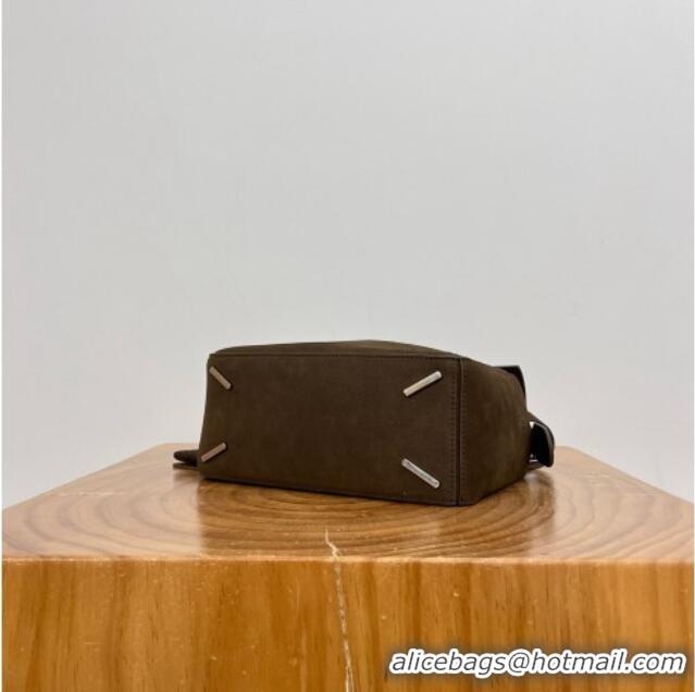 Shop Grade Loewe Small Featherlight Puzzle Bag in grained Nubuck 81032 Tundra Green 2026