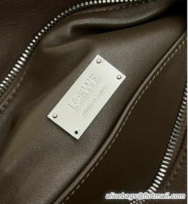 Shop Grade Loewe Small Featherlight Puzzle Bag in grained Nubuck 81032 Tundra Green 2026