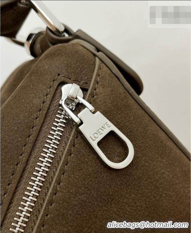 Shop Grade Loewe Small Featherlight Puzzle Bag in grained Nubuck 81032 Tundra Green 2026