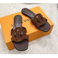 Top Grade Louis Vuitton LV Isola Flat Mule in Dark Brown Suede 6072896 2026