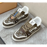 Purchase Louis Vuitton LV Trainer Sneaker in Calf leather & Monogram Denim Deep Green 60728111 2026