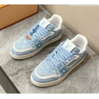 Popular Style Louis Vuitton LV Trainer Sneaker in Calf leather & Monogram Denim Light Blue 60728113 2026