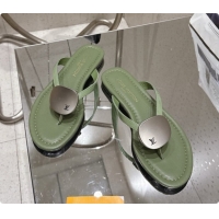 Luxury Louis Vuitton LV Treasure Flat Mule in Green Patent Calf Leather 0728122 2026