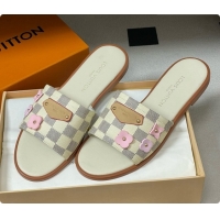 Stylish Louis Vuitton 1AK33F Lily Flat Mule in Azure Damier Canvas White 6072901 2026